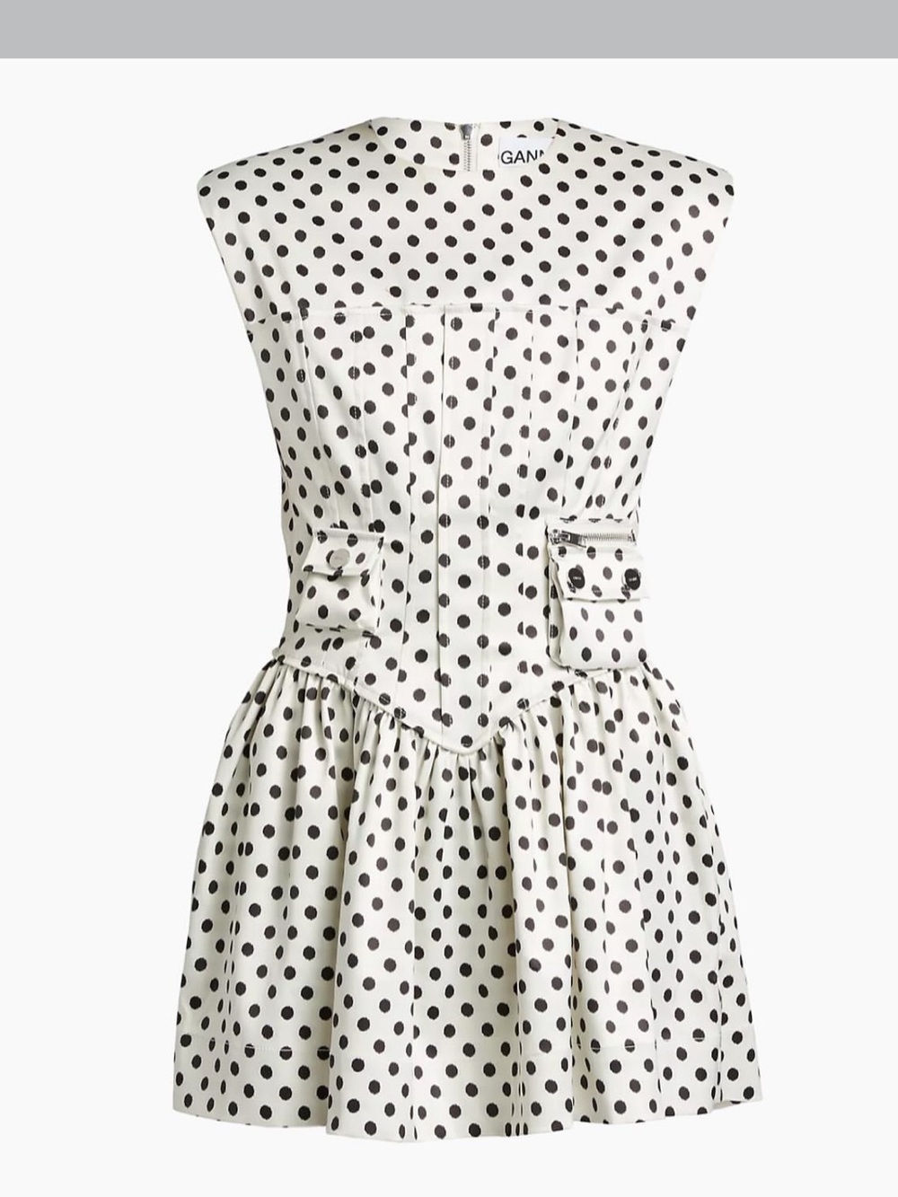 Ganni White Polka Dot Sleeveless Mini Dress